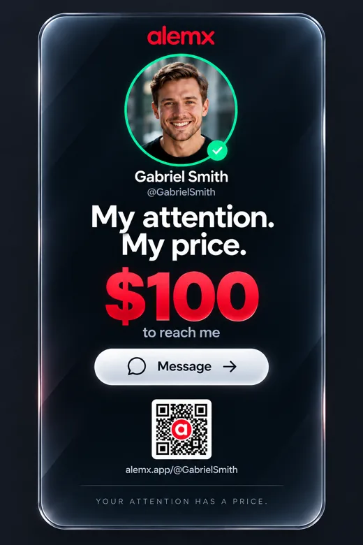 Example Attention Card with a price, QR code and personal link